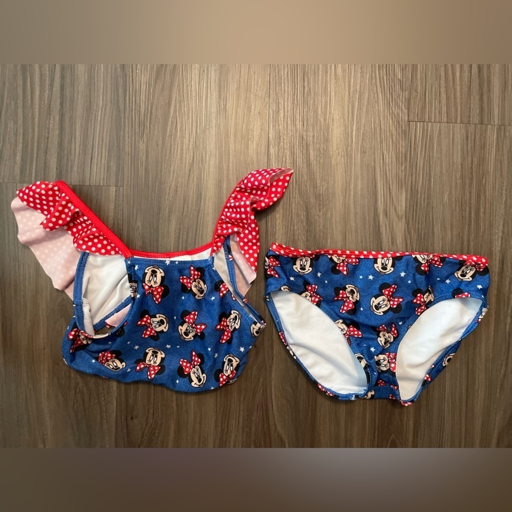Disney Blue and Red Minnie Mouse Bikini two piece set size M